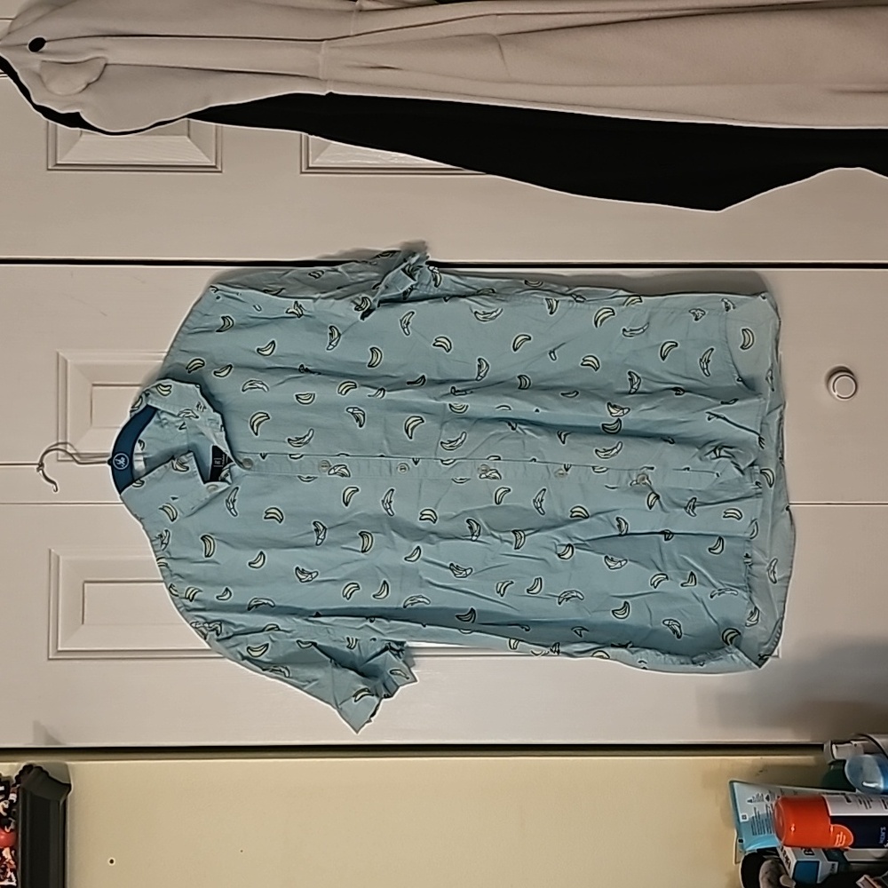 Men's Short-sleeved Button Down Banana Print Shirt